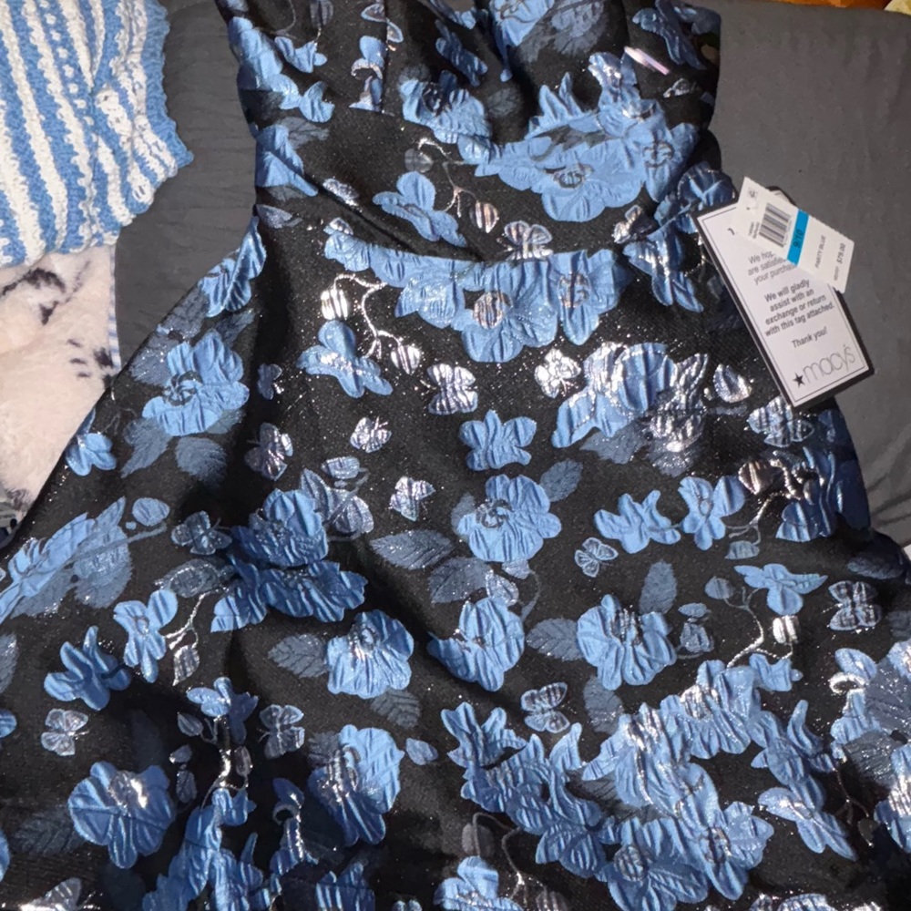 Kids Floral Dress in Blue and Black by Moa Moa